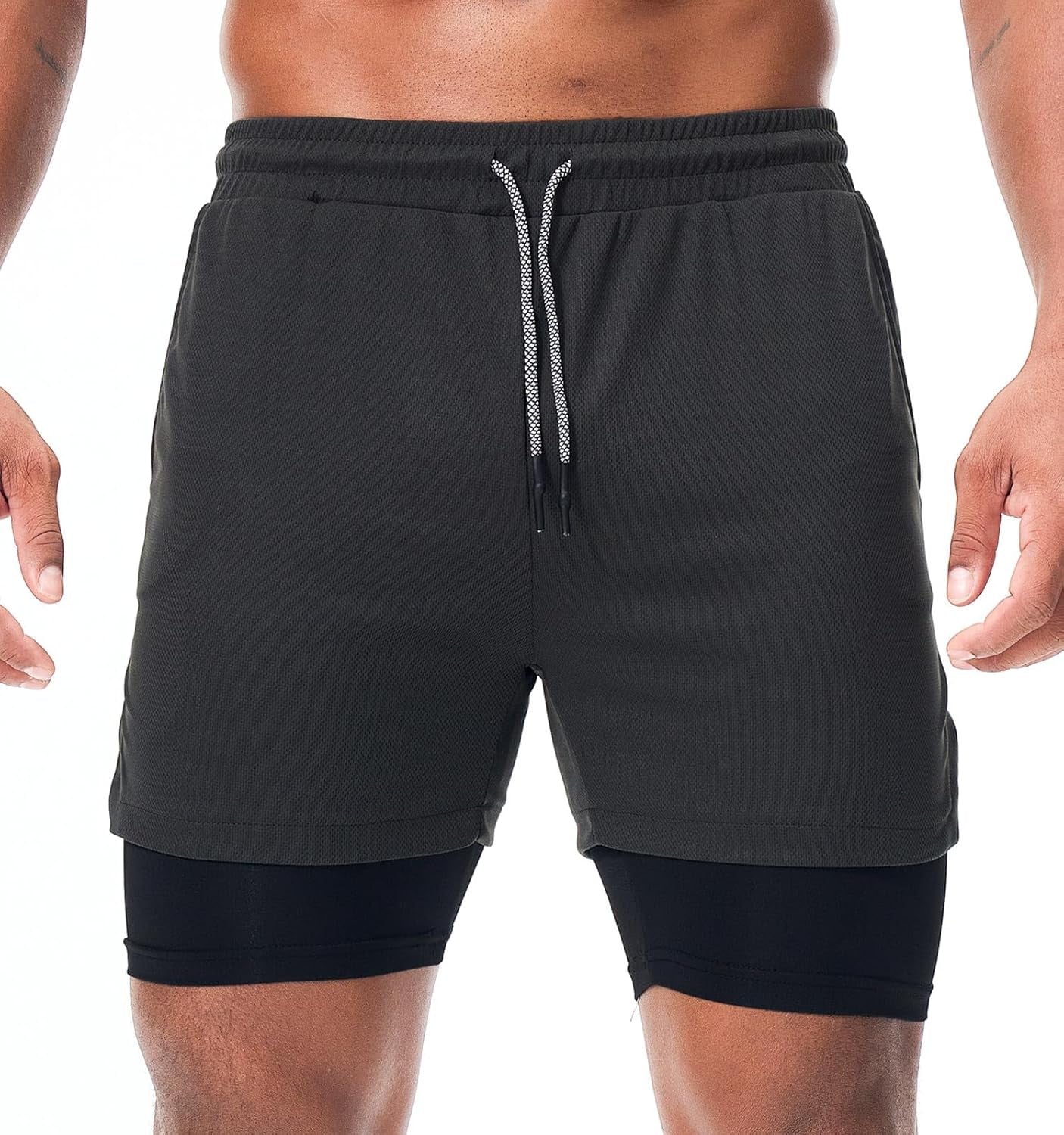 Mens Running Shorts,Workout Running Shorts for Men,2-In-1 Stealth Shorts, 7-Inch Gym Yoga Outdoor Sports Shorts
