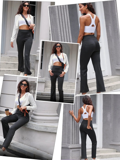 Womens Bootcut Yoga Pants with Pockets Flare Workout Legging High Waist Lightweight Bottoms Activewear Purple 3XL
