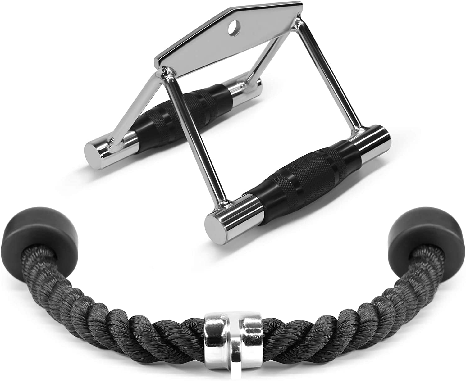 Cable Machine Attachment, Row Handles, Tricep Rope, Straight Bar, V Bar, LAT Pulldown Accessories Load 880 LB for Home Gym