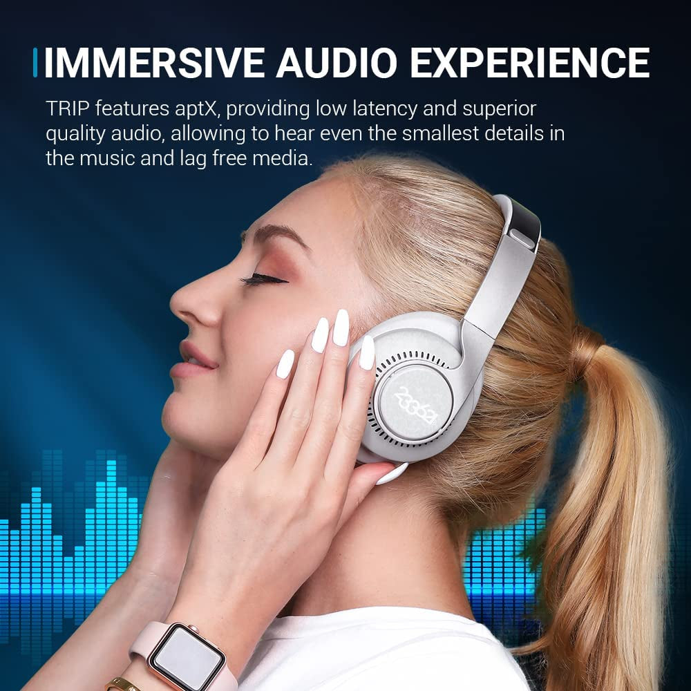 Trip Active Noise Cancelling Headphones with Independent Noise Reduction Chip, Bluetooth Wireless Headphones Built-In Mic and Ex Audio Cable, 40H Battery, Hands-Free Calls, Hifi Sound Quality